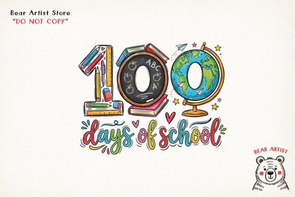 100 Days of School Doodle Style, Back to School PNG