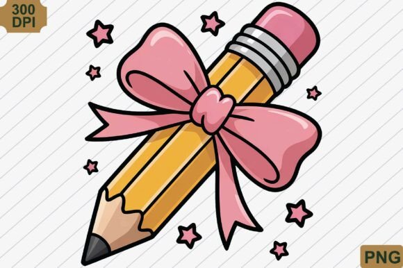 Adorable Pencil Bow Back to School PNG