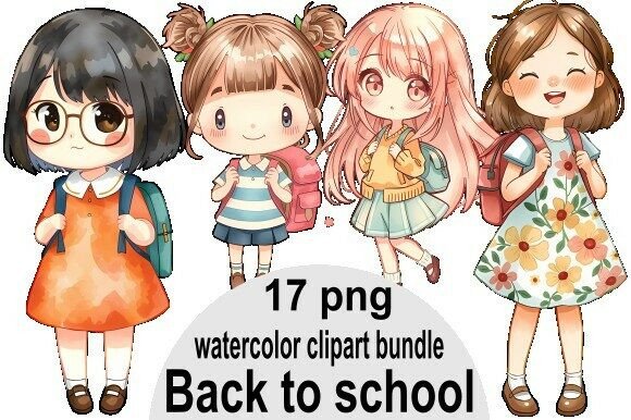 Back to School Girls Clipart Bundle – Elevating Creative Projects with Charm