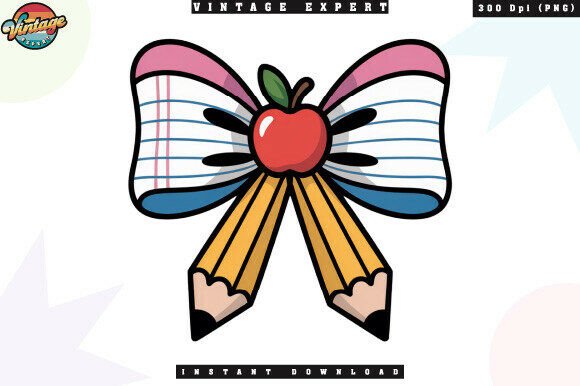 Back to School Pencil Bow PNG