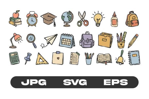 Colorful and Line Art Back to School Set