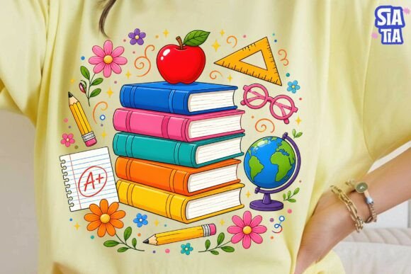 Elevating Back to School Designs with High-Resolution Book Stack Clipart