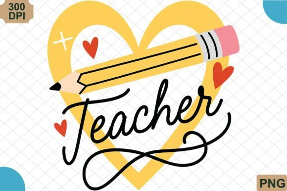 Teacher Heart Pencil Back to School PNG