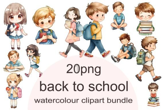 Watercolor Back to School Kids Clipart: The Ultimate Solution for Engaging Classroom and Commercial Designs