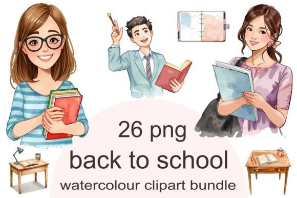 Watercolor Back to School Teacher Student